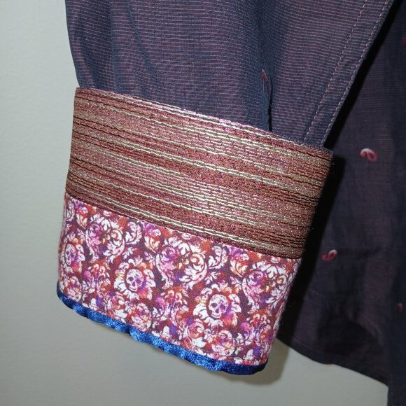ROBERT GRAHAM BUTTON DOWN SHIRT, FLIP CUFF, DEEP WINE WITH PAISLEY DESIGN XL - Picture 4 of 8